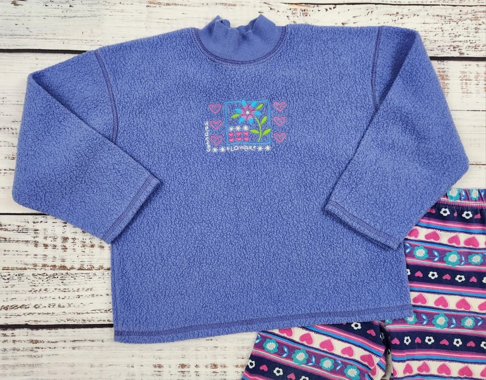 Conjunto de leggings vintage de vellón púrpura y estampado de 4T con diseño y Okie Dokie de los 90 Foto 3 de 4