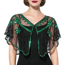 Women's 1920s Sequin Flapper Evening Shawl Wrap Gatsby Party Cape Accessory