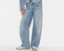 Women's Mid-Rise Must Have Barrel Jeans Blue Rigid Denim - Wild Fable Size 4 NWT