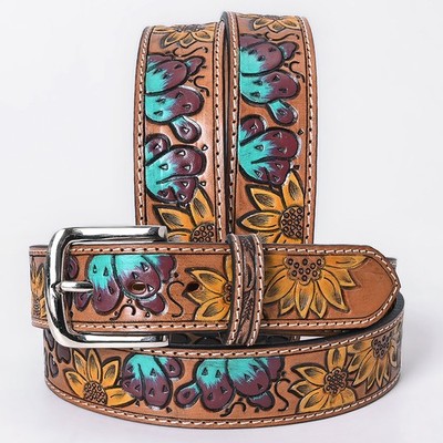 OH OHLAY Beautifully hand tooled Genuine American Leather Belt Men and Women