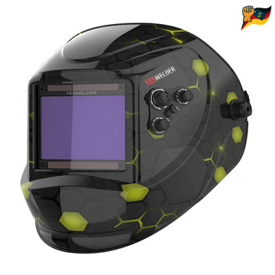 YESWELDER Schweißmaske 10x9cm 4 Lichtbogensensor Solarbetrieben