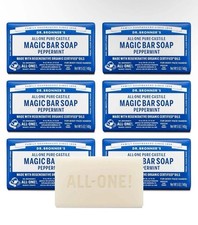Dr Bronner's Peppermint Castile Magic Bar Soap 6 Pack 5oz NEW