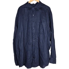 Oak Hill Mens 2XLT Tall Linen Button Up Shirt Long Sleeve Casual Blue
