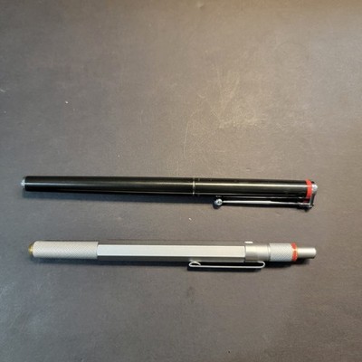 Lot of 2 Vintage Rotring 600 Silver Ballpoint & a Black 700 Fountain Pens