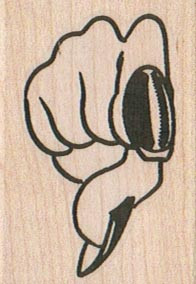 Pointing Fingernail/Flat 1 1/2 x 2'' Mounted Rubber Stamp, Pointing Stamp
