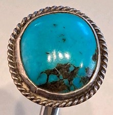 VINTAGE Native American Sterling Silver Blue Turquoise Ring size 7 Handmade NICE