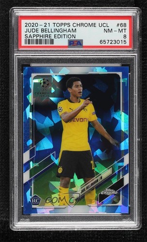 2020 Topps Chrome UEFA Champions League Sapphire Jude Bellingham PSA 8 Rookie RC
