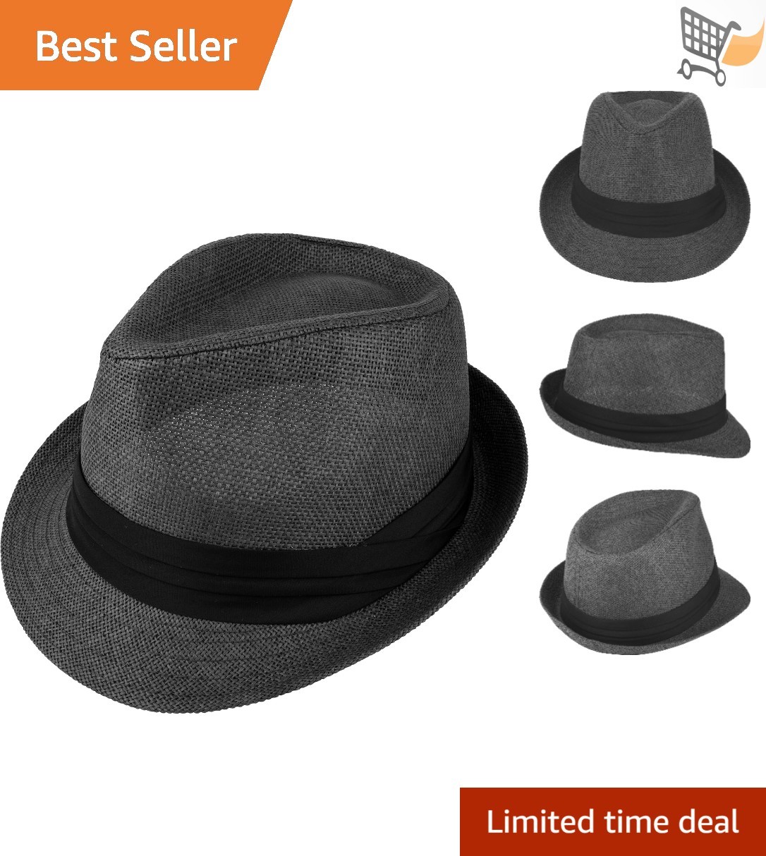 Men's Summer Panama Straw Fedora with Black Band – Breathable UV Protection  -image