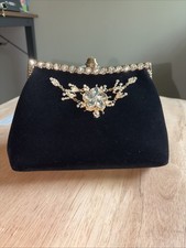 New Black Evening Bag Clutch With Two Chain Lengths