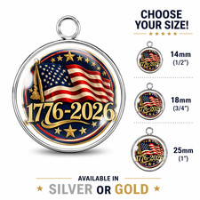 1776-2026 USA Flag Cabochon Charm 250th Anniv...