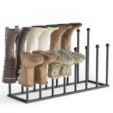 Free Standing Shoe Racks - Black Metal Boot Rack Organizer Tall Boots for Dor...