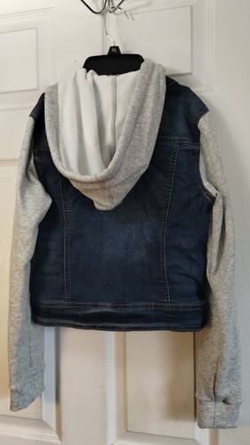 Girl's Wallflower Denim Hoodie Sweatshirt Jacket, Size XS - Picture 8 of 9