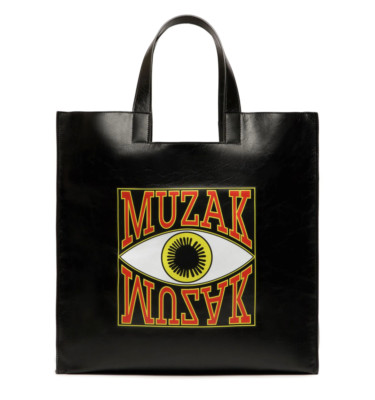 Bally x DJ Leo Mas Muzak-print tote bag, Black leather with removable pouch