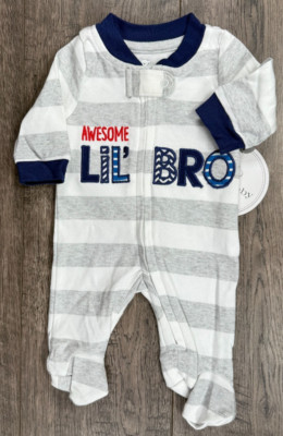 Baby Boy Clothes New Koala Baby Preemie Awesome Lil Bro Footed Outfit