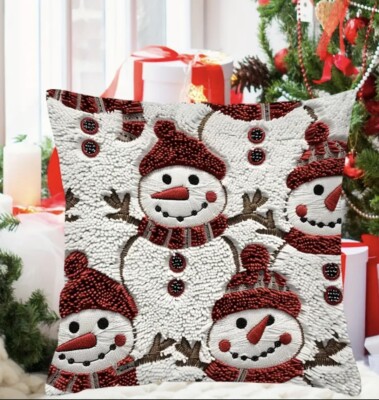 2pc 18in*18in Christmas Pillow Cushion Cover Snowman 3D Printed