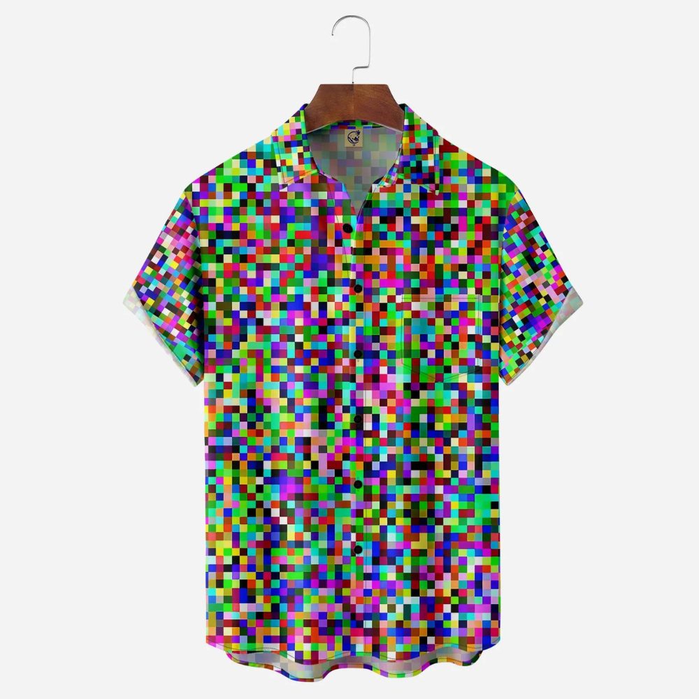 Mosaic Colorful Squares   Hawaiian Shir