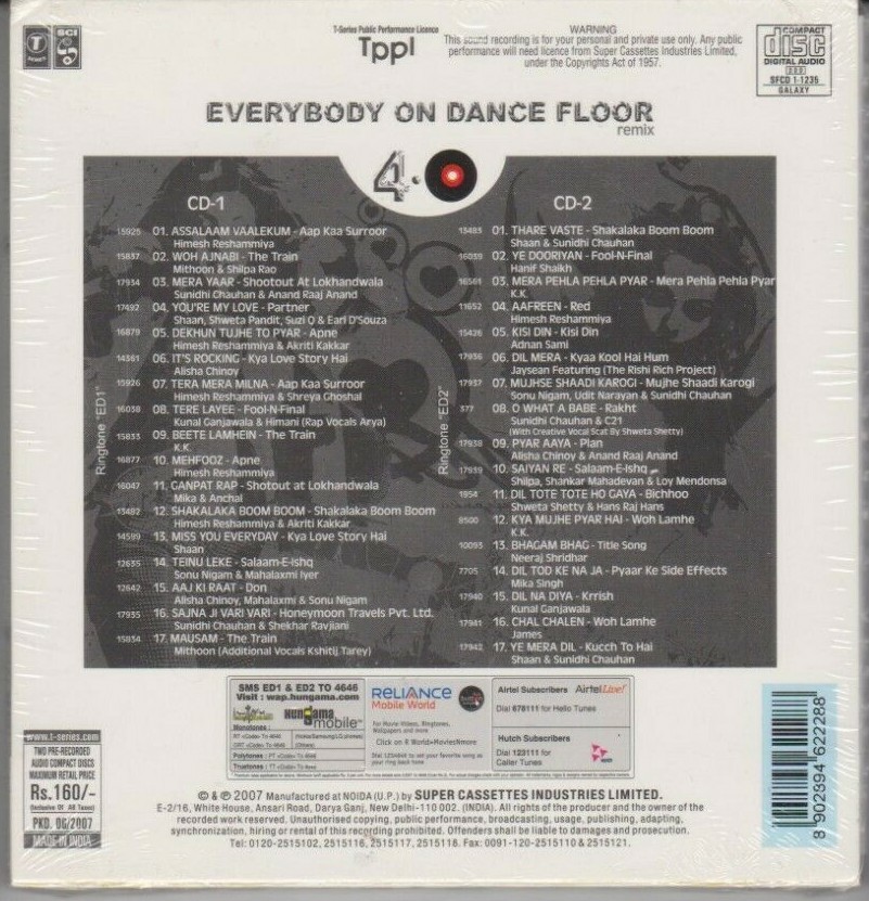 Everybody On Dance Floor Remix 4 (2CD's, 2007, T Series) FACTORY SEALED