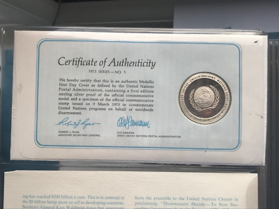 United Nations Commemorative Medal 1973 Sterling Silver Proof