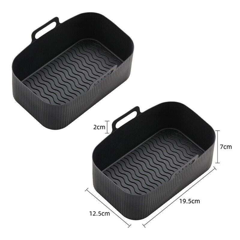 2PCS Silicone Pot for Air Fryer Dual Basket Liner Baking Pan Tray For