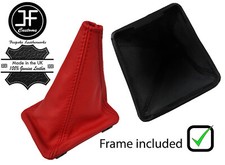 BOTA DE CAMBIO DE CUERO REAL ROJA + MARCO DE PLÁSTICO PARA VW GOLF MK1 RABBIT JETTA CABRIO