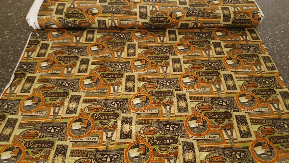 24" European Avenue Print Concepts Paris Rust Olive Brown w/ Gold Accents - Image 3 of 3