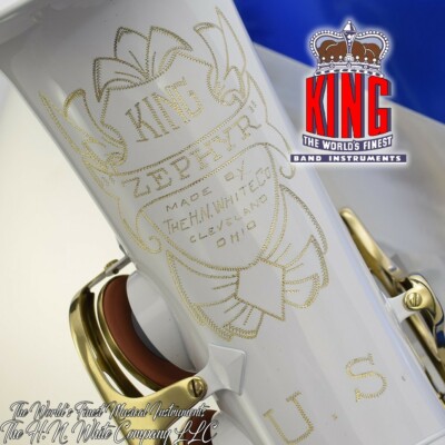 Vintage King H. N. White Zephyr Eb Alto Saxophone Pearl White