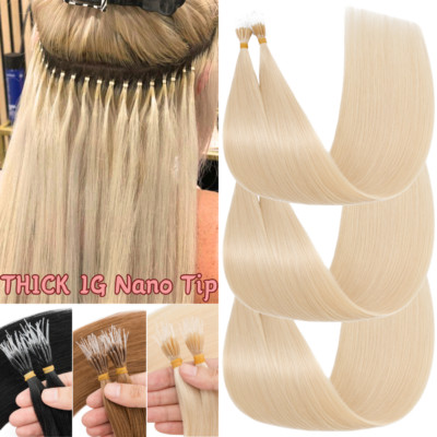 Nano Beans Ring Human Hair Extensions Thick 1g Double Drawn Elastic Link Line 1g