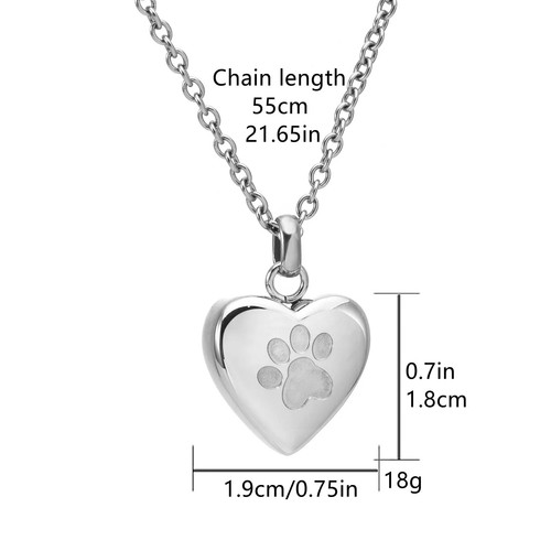 Urne Herz Haustier Hund Katze Einäscherung Asche Halskette Schmuck Andenken Anhänger Silber - Bild 2 von 3