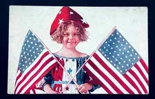 USA - 1909 Military Patriotic Flag Girl in Costume
