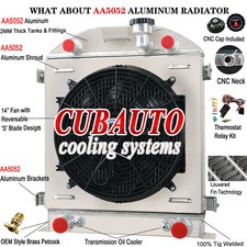 FOR 1928 1929 Ford Model A Flathead Engine AT/MT 4-Rows Radiator Shroud Fan Kits