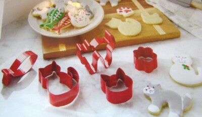 NEW 5 Pc Threshold Cat Shape Cookie Cutters Set Stainless Steel Kitten Paw Fish