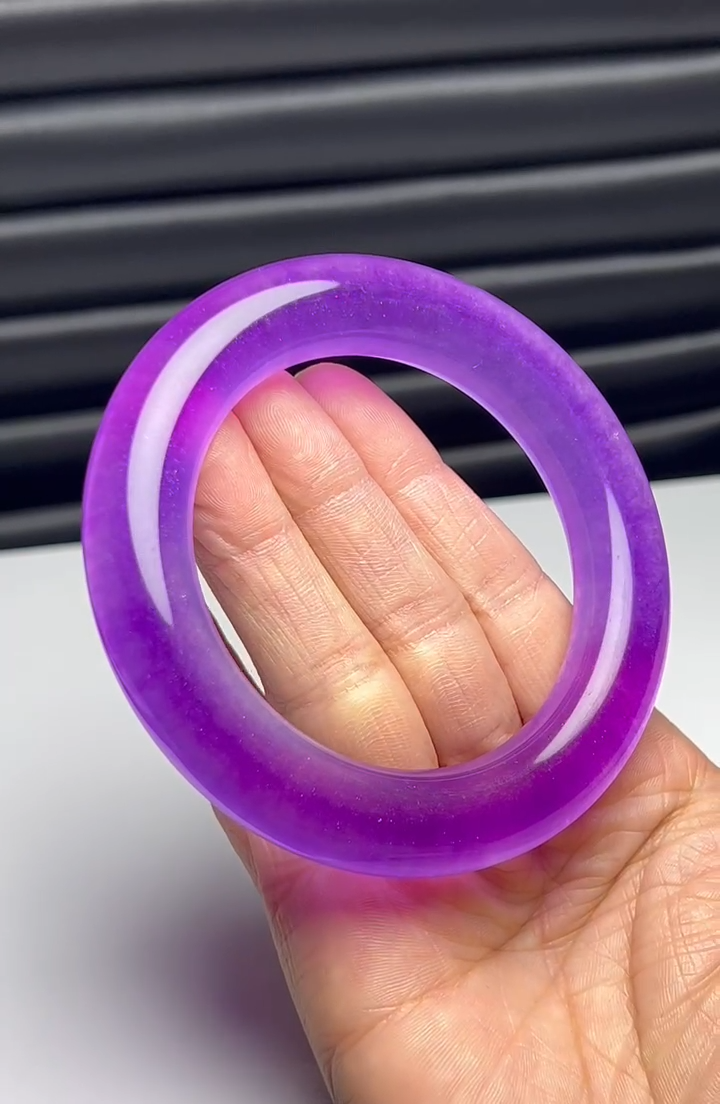 Certified Natural Grade Ice purple Burmese Jade jadeite bracelet bangle 58-59MM