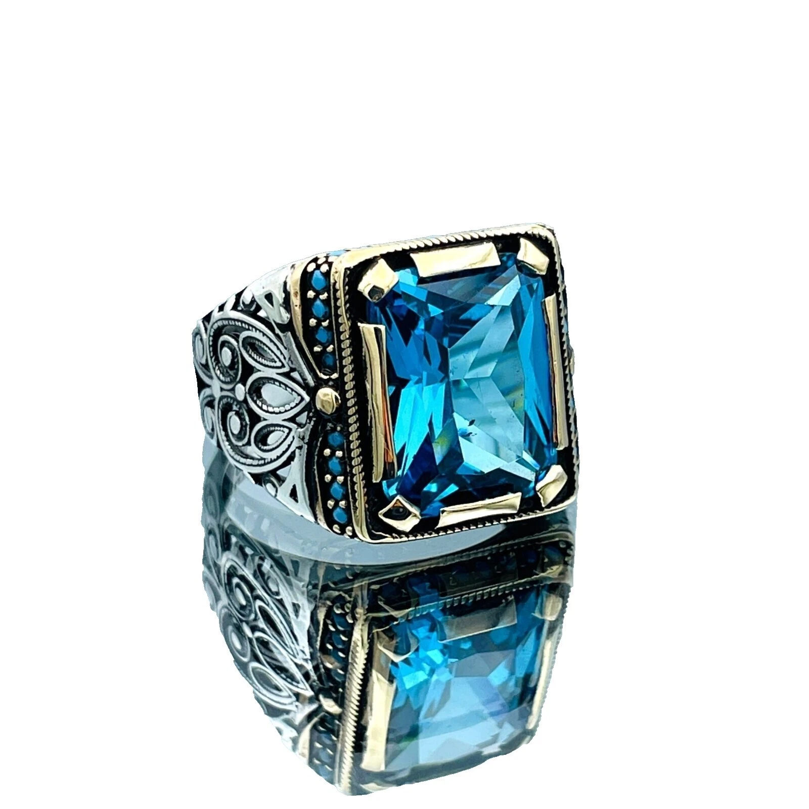 Aguamarina Anillos de banda para De hombre