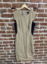 J.Crew Beige Blue Dress Wool Blend Womens 6