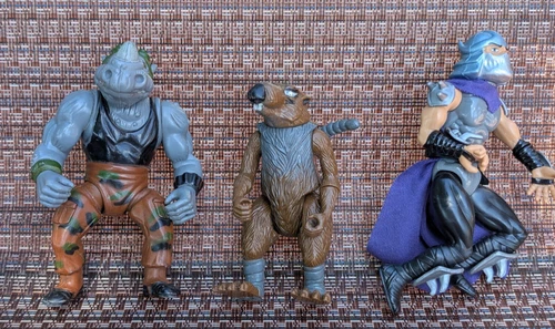 Vtg 80'sTMNT Playmates Figures Toon Shredder Master Splinter RockSteady Nice