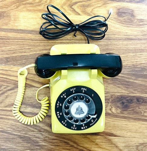 Vintage Western Electric Rotary Dial Phone, Landline Telephone, Black Yellow - Zdjęcie 9 z 10