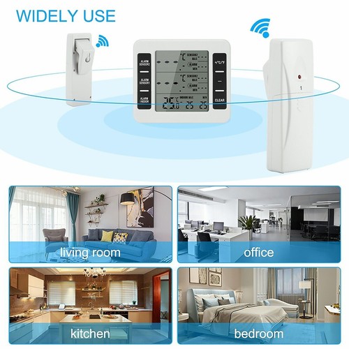Wireless Fridge Thermometer Digital Freezer Alarm Home Gauge Monitor 2 Sensors - Picture 2 of 10