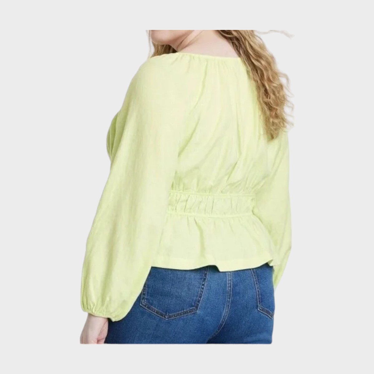 Universal Thread NWT Light Green Top Puff Long Sleeve Tie-Front
