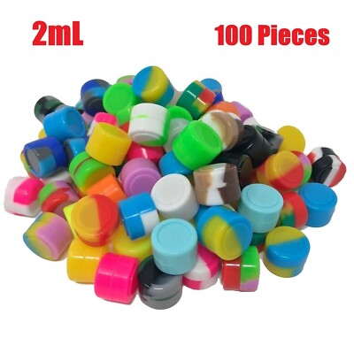 2ml Silicone Container Jar Non-Stick Mixed colors Round Wholesale lot 100pcs