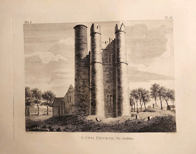 1791 Antique Print Lush Church County Dublin Ireland - Grose