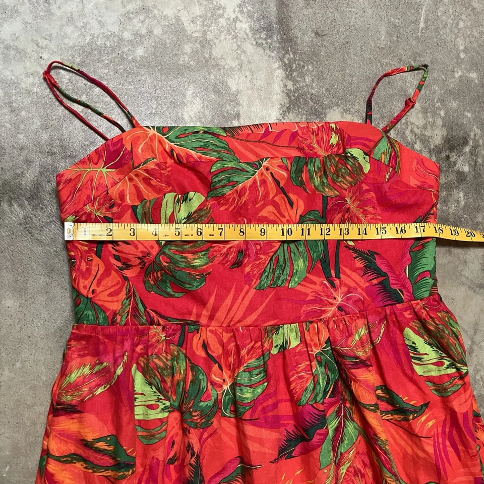 Vestido Rachel Zoe Mujer XL Naranja Rosa Floral Tropical Calado Espalda Tirantes Midi Foto 2 de 4