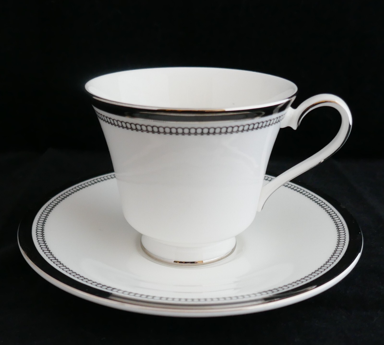 ROYAL DOULTON China Sarabande H5023 black silver rim CUP & SAUCER eBay