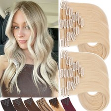 CLEARANCE 100% Human Hair 8 Pieces Clip In Real Remy Hair Extensions FULL HEAD X