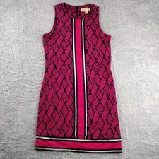 Michael Kors Dress Womens P/S Pink Colorful Snakeskin Print Shift Zip-Up