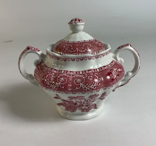 Spode Pink Camilla Sugar Bowl - Made In England C1883A - Red / Pink And White