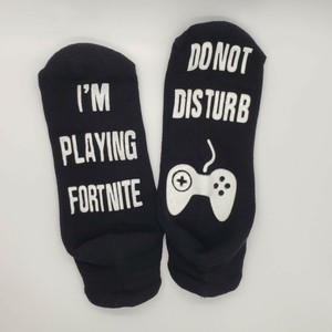 Do-Not-Disturb-I-m-Playing-Fortnite-Unisex-Adult-Black-Socks-Gamers-Gaming-Gift