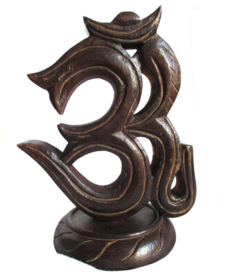 Holz OM H=18,5 cm Standrelief Aum Oom Dekoration Yoga Meditation Indien Hippie