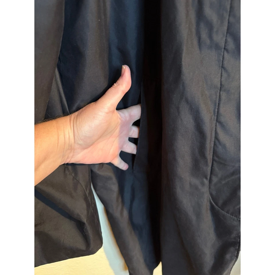 London Fog Trench Coat Women Large Black Hooded Rain Lined Winter Office Work - Image 4 of 4