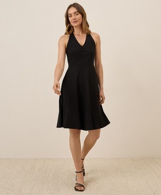 pact halter dress Women's Fit & Flare Gathered Black X-Large Womens dresses