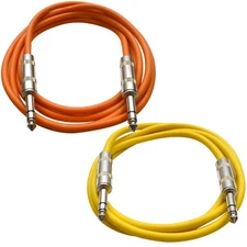 Seismic Audio - SATRX-2-2 Pack of 2' 1/4" TRS Male to 1/4" TRS Male Patch Cables